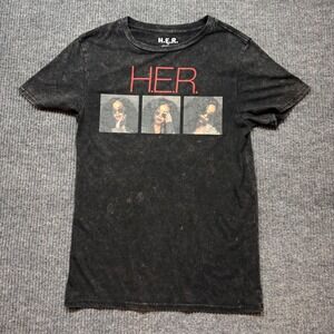 H.E.R. Concert Tour T-Shirt Unisex Small Black Acid Wash Graphic Tee Tour Dates